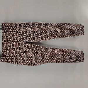 H&M Medallion Cropped Retro Pixie Pant Size 8 Zip Side rust White And Navy Color